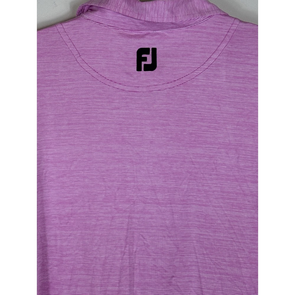 FootJoy Golf Polo Shirt Pink Striped Short Sleeve Performance Men Size Large‎ - Picture 7 of 8